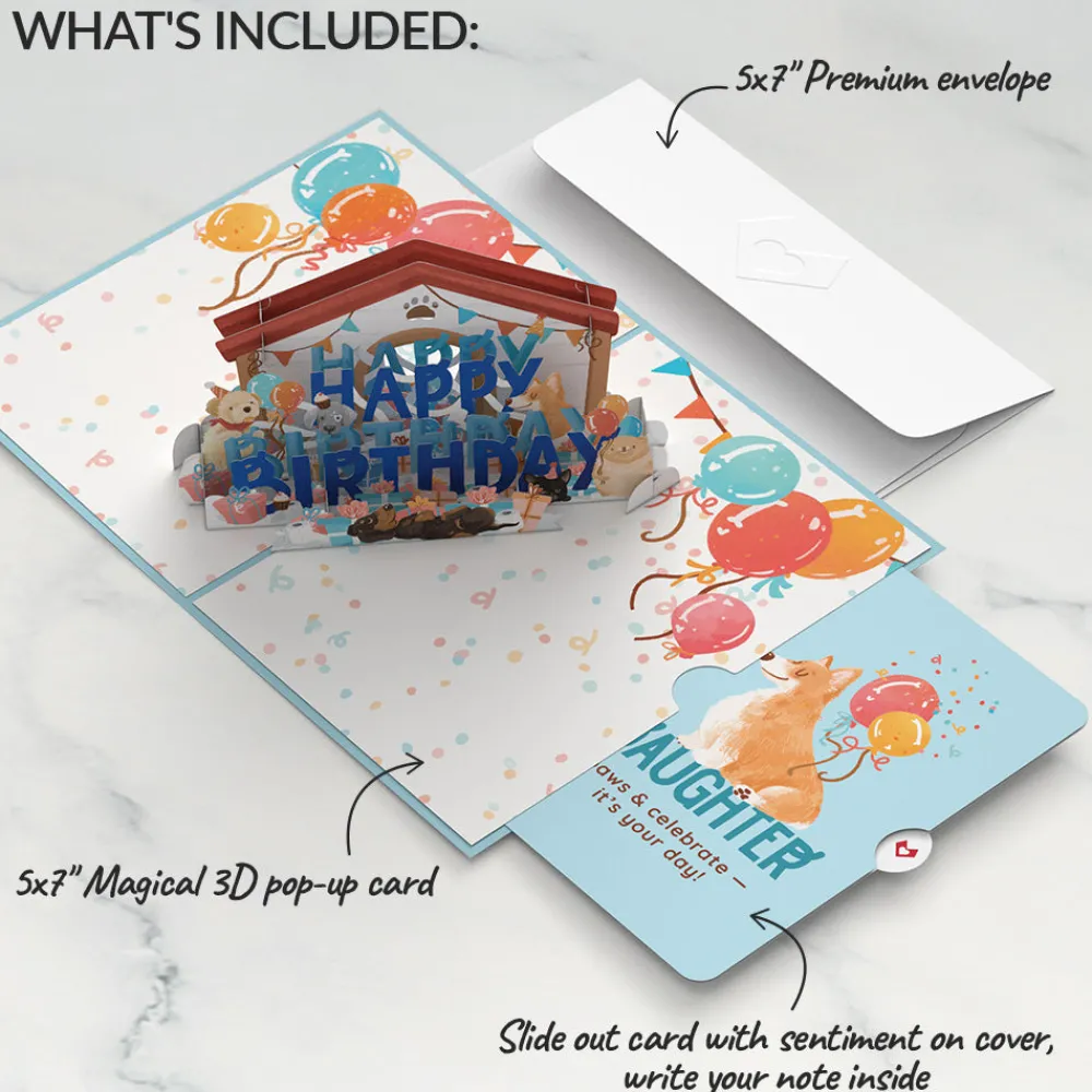 Lovepop Birthday|Happy Birthday Dogs Pop-Up Card and Sentiment Set for Daughter