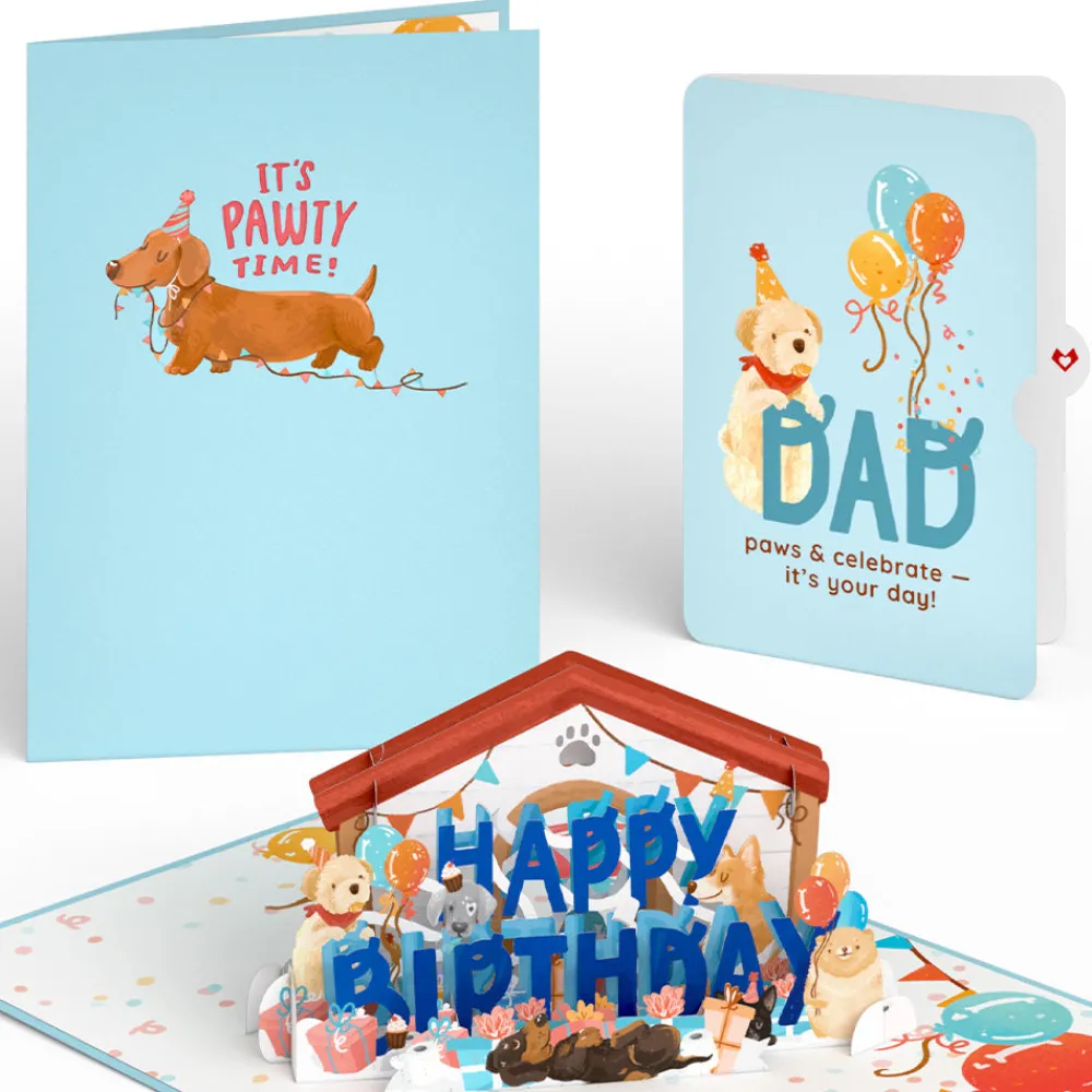 Lovepop Birthday|Dad|Happy Birthday Dogs Pop-Up Card and Sentiment Set for Dad