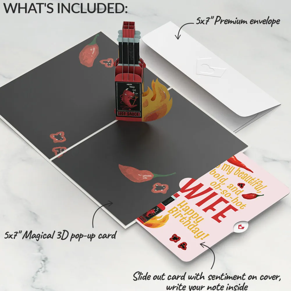 Lovepop Birthday|Her|Happy Birthday Hot Stuff Pop-Up Card and Sentiment Set for Wife
