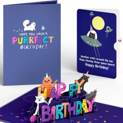 Lovepop Birthday|Happy Birthday with Space Laser Cats Pop-Up Card and Sentiment Set