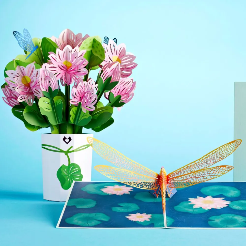 Lovepop Pop-Up Bouquets|Card & Gift Bundles|Lotus & Dragonfly Bundle