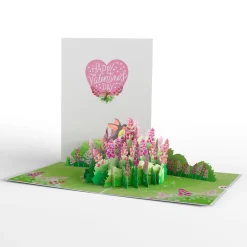 Lovepop Greeting Cards|Valentine'S Day 2/14|Lupine Hummingbird Valentine's Day Pop-Up Card