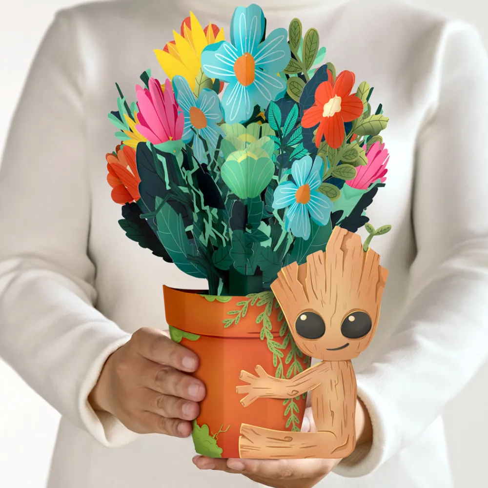 Lovepop Pop-Up Bouquets|Card & Gift Bundles|Marvel's Guardians of the Galaxy Groot Birthday Pop-Up Card & Flower Buds Bouquet Bundle