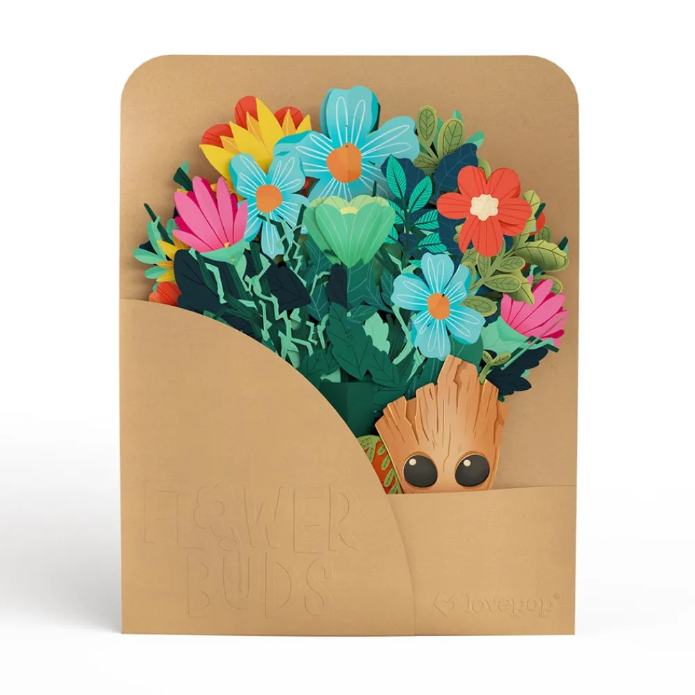Lovepop Pop-Up Bouquets|Card & Gift Bundles|Marvel's Guardians of the Galaxy Groot Birthday Pop-Up Card & Flower Buds Bouquet Bundle