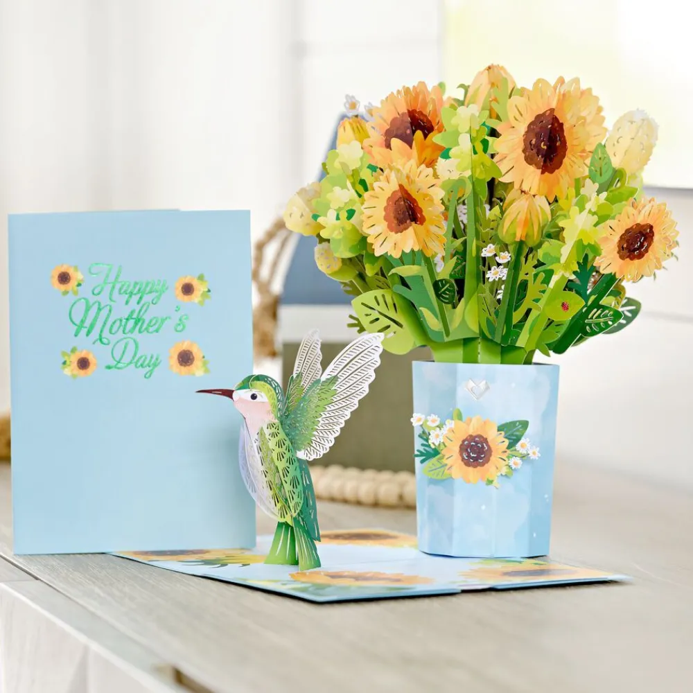 Lovepop Pop-Up Bouquets|Card & Gift Bundles|Mother’s Day Hummingbird Sunflower Bundle