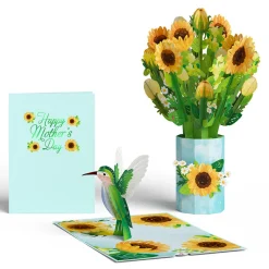 Lovepop Pop-Up Bouquets|Card & Gift Bundles|Mother's Day Sunflower Hummingbird Pop-Up Card & Bouquet Bundle
