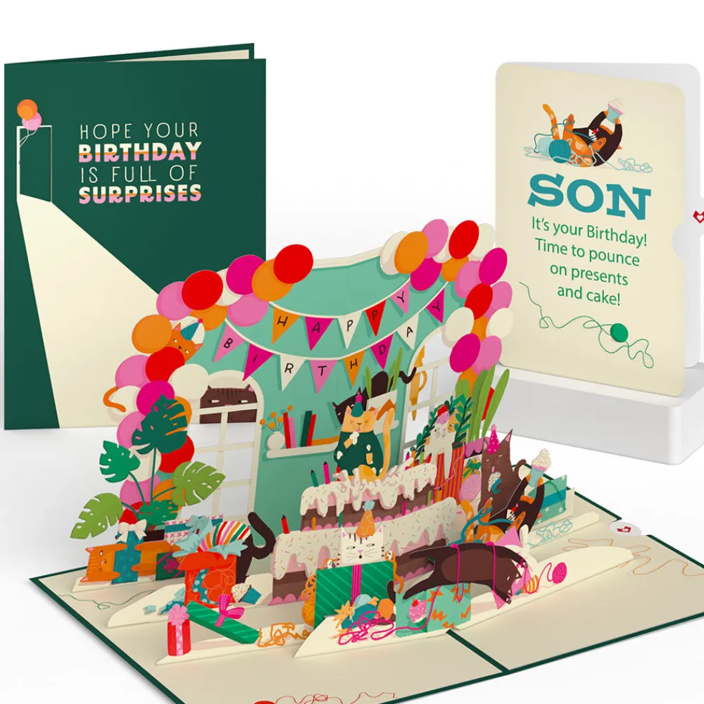Lovepop Birthday|Party Cats Birthday Pop-Up Card and Sentiment Set for Son
