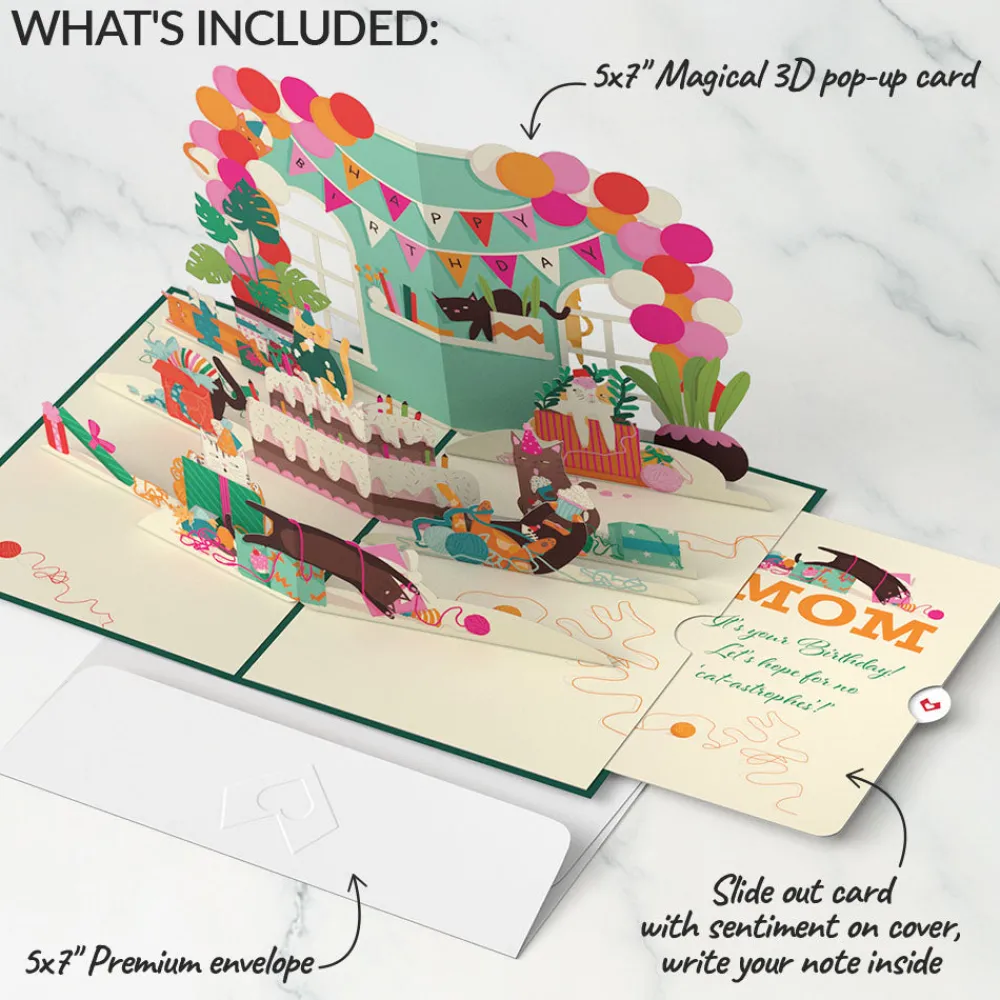 Lovepop Birthday|Mom|Party Cats Birthday Pop-Up Card and Sentiment Set for Mom