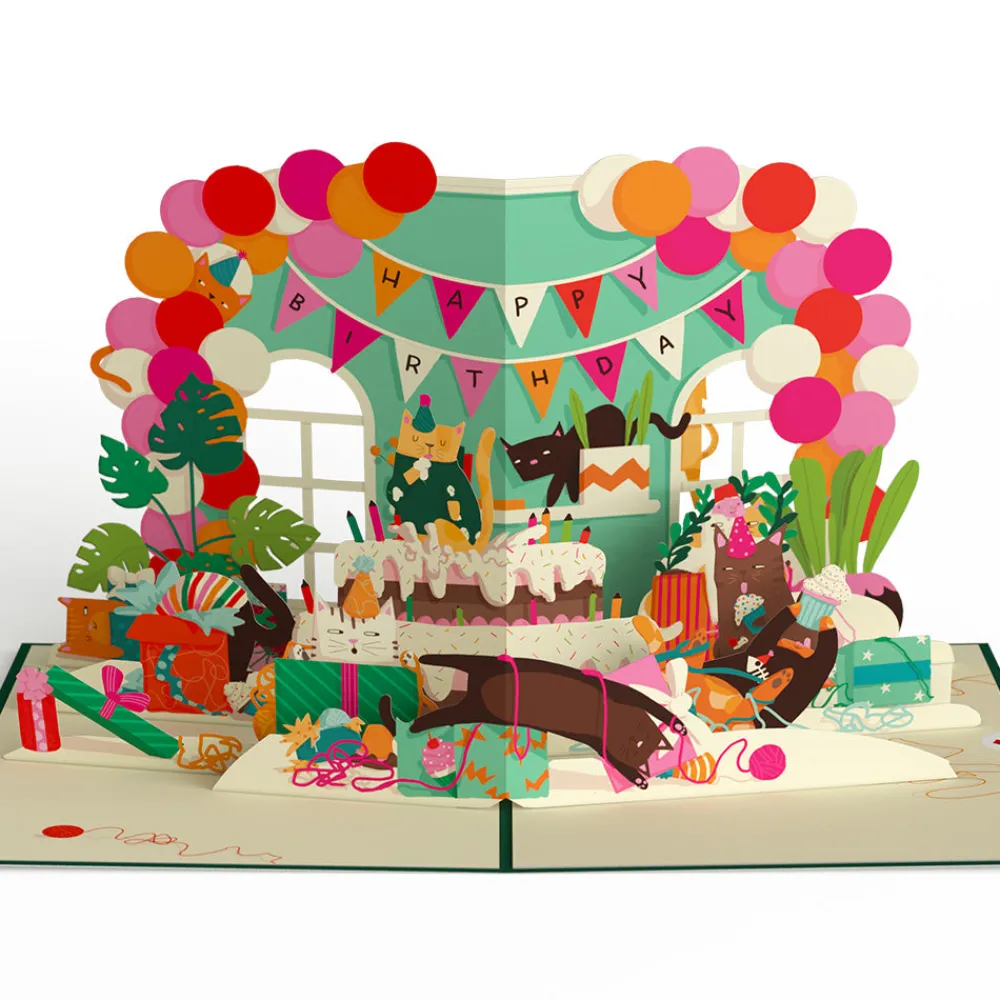 Lovepop Birthday|Mom|Party Cats Birthday Pop-Up Card and Sentiment Set for Mom