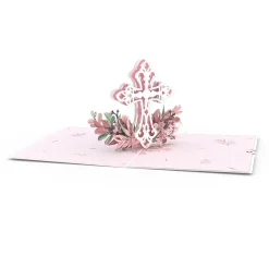 Lovepop Greeting Cards|Religious|Pink Floral Cross Pop-Up Card