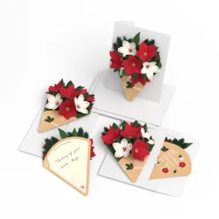 Lovepop Christmas 12/25|Her|Poinsettia & Pine Little Blooms (Notecard 5-Pack)