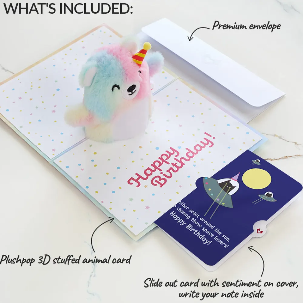 Lovepop Plushpop|Birthday|Rainbow Bear with Space Laser Cats Birthday Plushpop Card and Sentiment Set