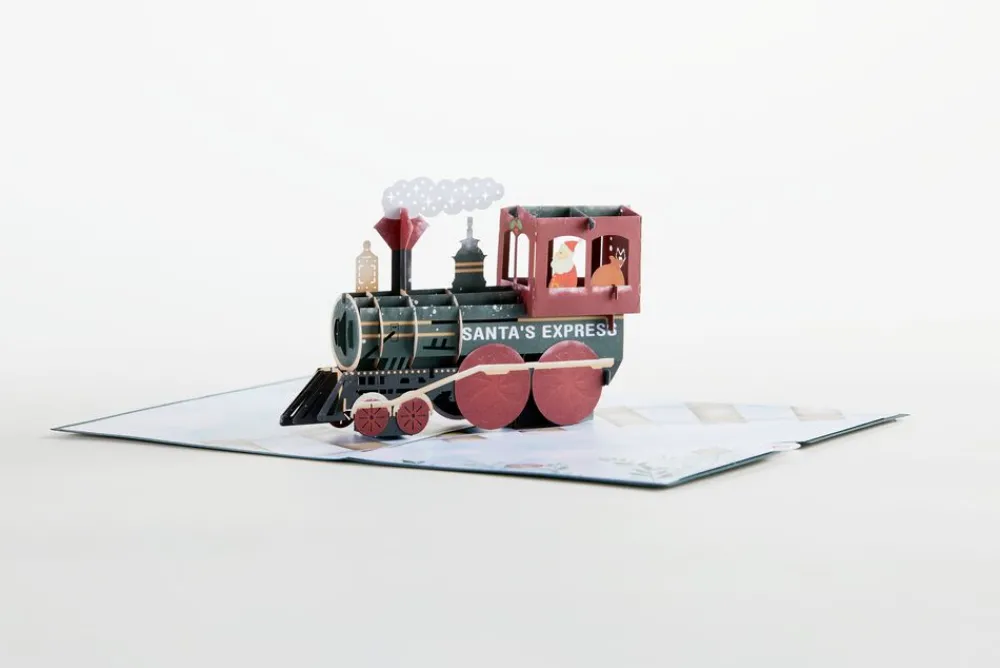 Lovepop Greeting Cards|Christmas 12/25|Santa Christmas Train Pop-Up Card