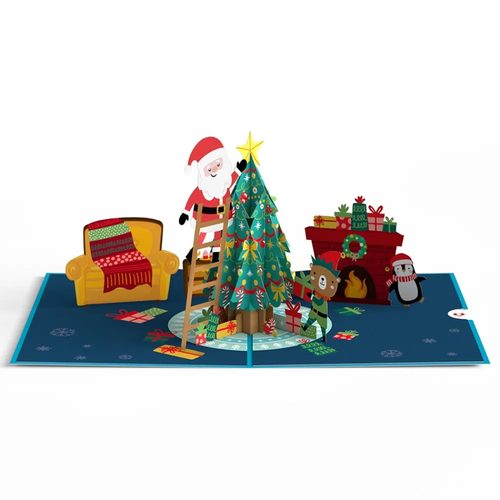 Lovepop Greeting Cards|Christmas 12/25|Santa Decorating a Christmas Tree Pop-Up Card