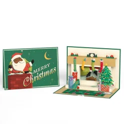 Lovepop Greeting Cards|Christmas 12/25|Santa Down the Chimney Christmas Pop-Up Card