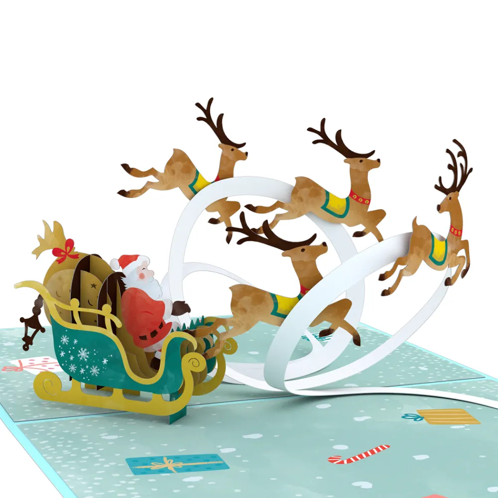 Lovepop Greeting Cards|Christmas 12/25|Santa Sleigh Pop-Up Card