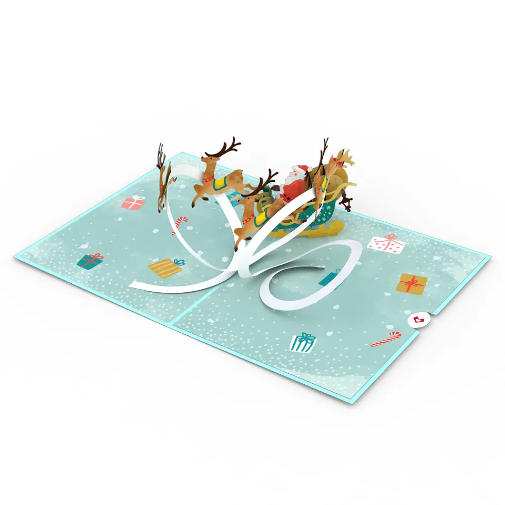 Lovepop Greeting Cards|Christmas 12/25|Santa Sleigh Pop-Up Card