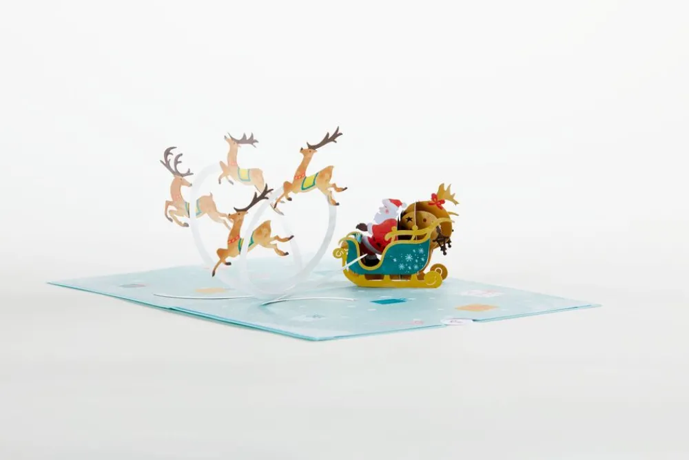 Lovepop Greeting Cards|Christmas 12/25|Santa Sleigh Pop-Up Card