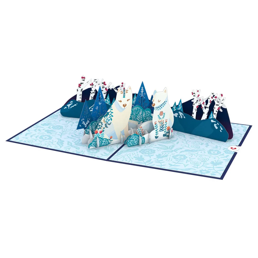 Lovepop Greeting Cards|Christmas 12/25|Scandinavian Style Holiday Foxes Pop-Up Card