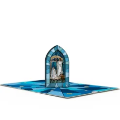 Lovepop Greeting Cards|Religious|Stained Glass Nativity Window Pop-Up Card