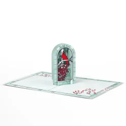 Lovepop Greeting Cards|Christmas 12/25|Stained Glass Winter Cardinal Pop-Up Card