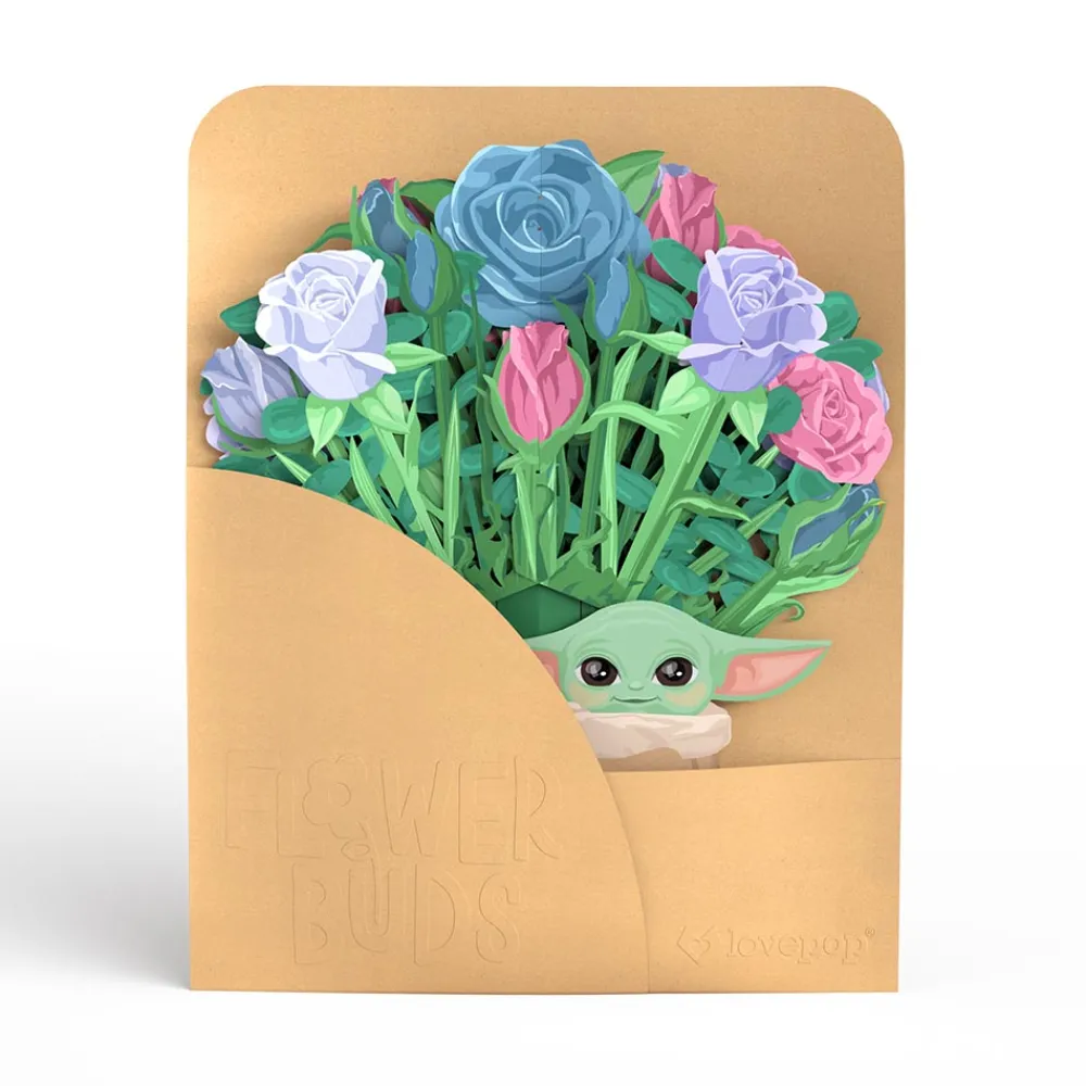 Lovepop Pop-Up Bouquets|Card & Gift Bundles|Star Wars™ The Mandalorian™ Grogu™ Birthday Pop-Up Card & Flower Buds Bouquet Bundle