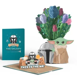 Lovepop Pop-Up Bouquets|Card & Gift Bundles|Star Wars™ The Mandalorian Grogu™ This Is the Way Pop-Up Card & Flower Buds Bouquet Bundle