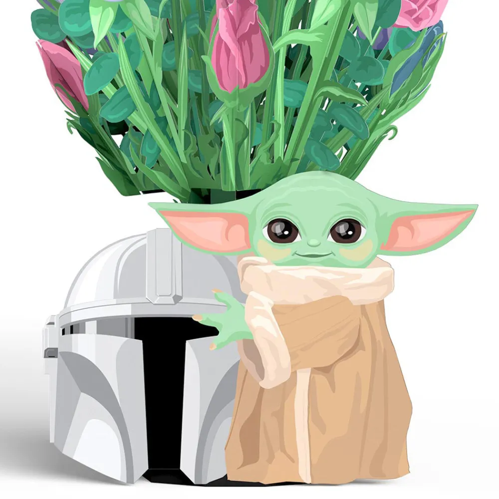 Lovepop Pop-Up Bouquets|Card & Gift Bundles|Star Wars™ The Mandalorian Grogu™ This Is the Way Pop-Up Card & Flower Buds Bouquet Bundle