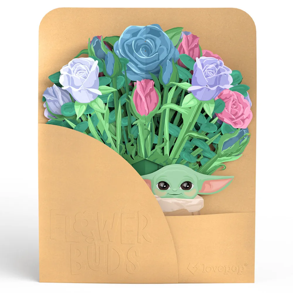Lovepop Pop-Up Bouquets|Card & Gift Bundles|Star Wars™ The Mandalorian Grogu™ This Is the Way Pop-Up Card & Flower Buds Bouquet Bundle
