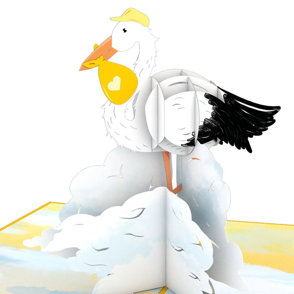 Lovepop Greeting Cards|Baby|Stork Yellow Pop-Up Card