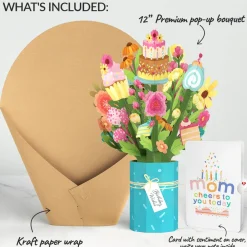 Lovepop Pop-Up Bouquets|Birthday|Sweet Birthday Wishes Bouquet and Sentiment Set for Mom
