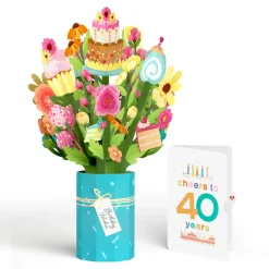 Lovepop Pop-Up Bouquets|Sweet 40th Birthday Wishes Bouquet and Confetti Cake Sentiment Set