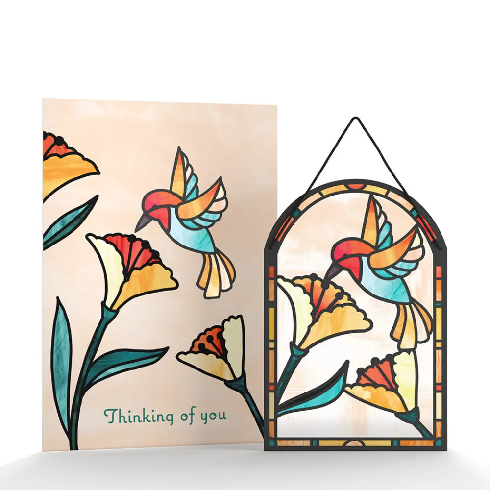 Lovepop Pop-Up Bouquets|Card & Gift Bundles|Thinking of You Hummingbird Suncatcher Card & Pop-Up Bouquet Bundle