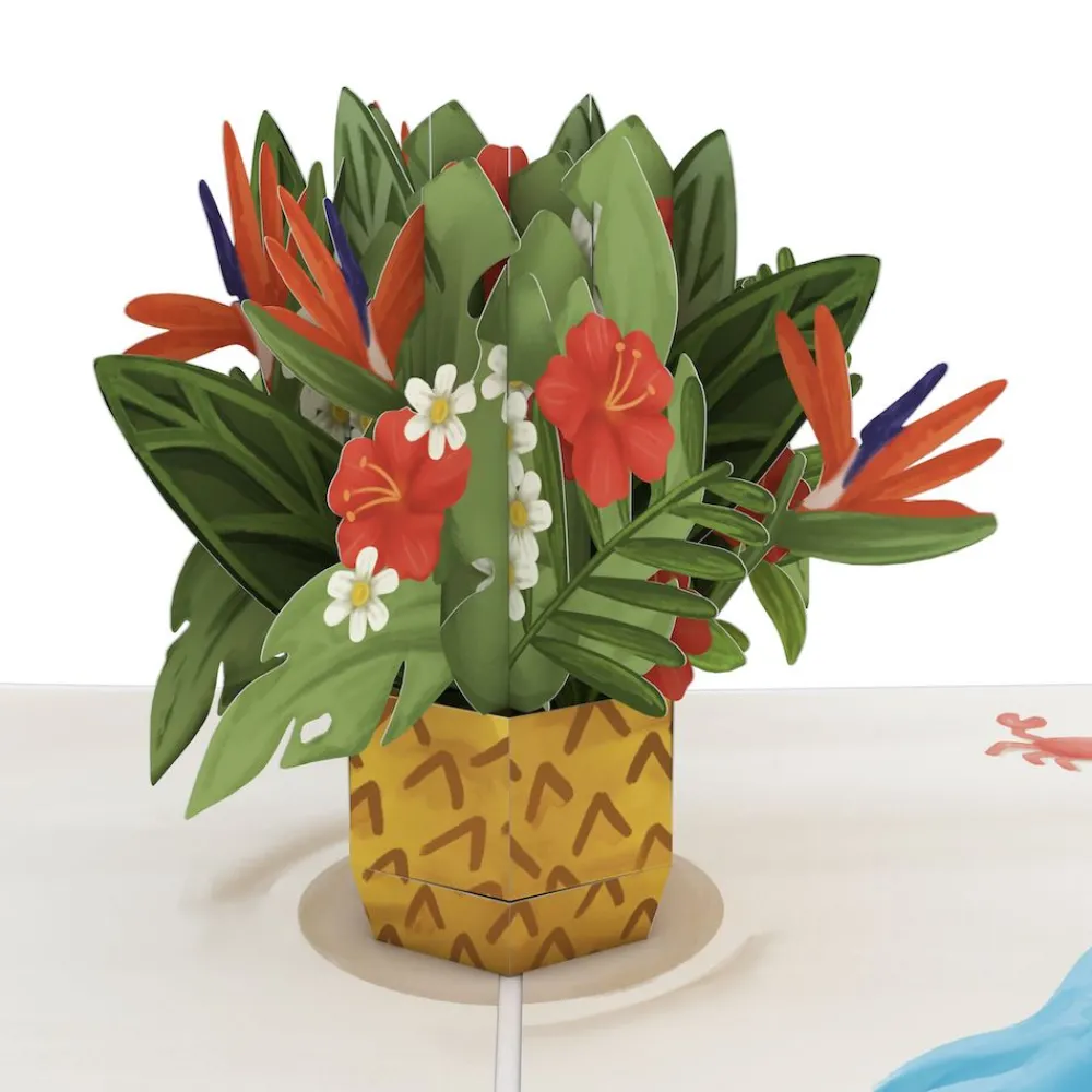 Lovepop Greeting Cards|Just Because|Tropical Flower Basket Pop-Up Card