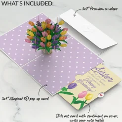Lovepop Birthday|Tulips Birthday Pop-Up Card and Sentiment Set for Sister