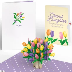 Lovepop Birthday|Tulips Birthday Pop-Up Card and Sentiment Set for Granddaughter