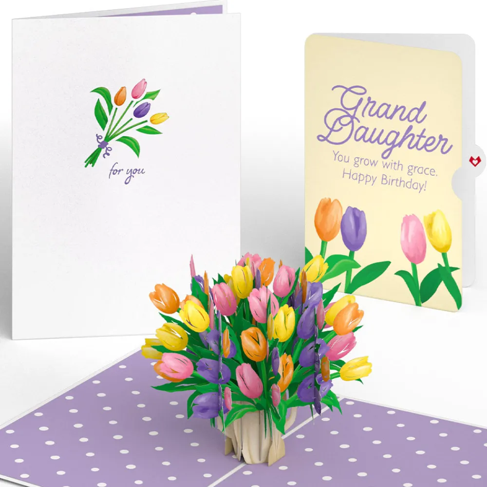 Lovepop Birthday|Tulips Birthday Pop-Up Card and Sentiment Set for Granddaughter