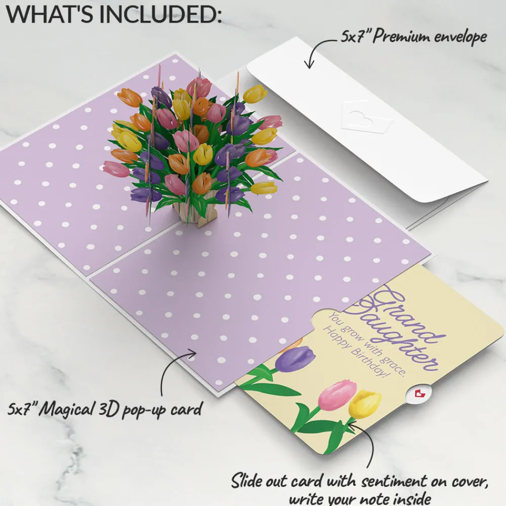 Lovepop Birthday|Tulips Birthday Pop-Up Card and Sentiment Set for Granddaughter
