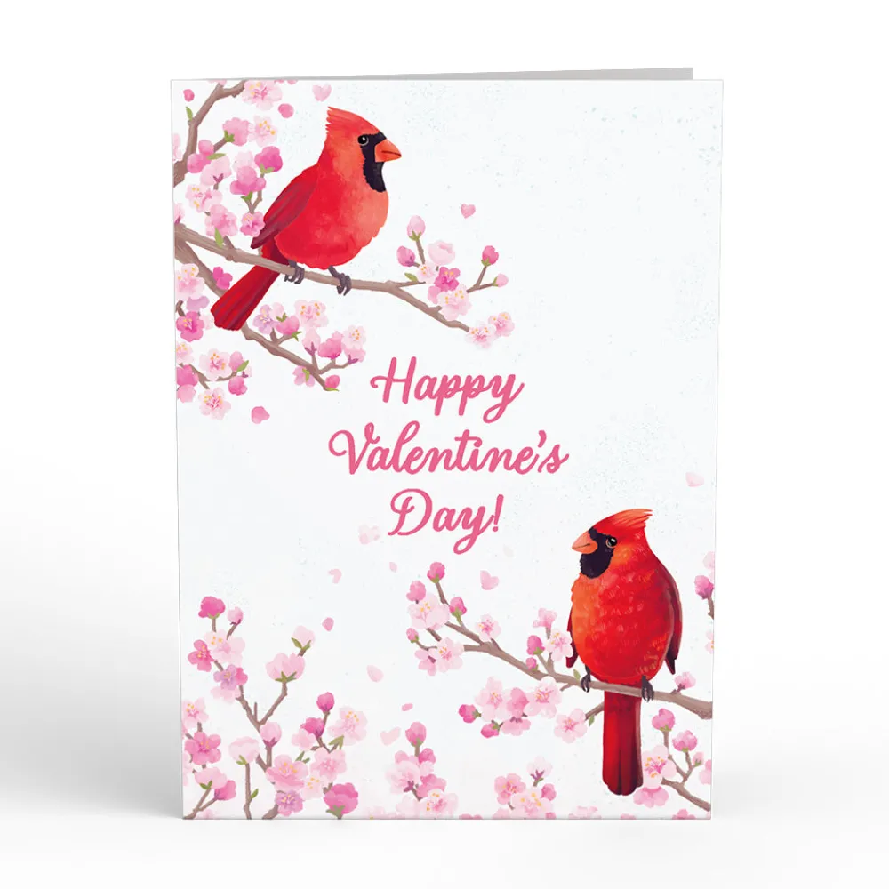 Lovepop Greeting Cards|Valentine'S Day 2/14|Valentine's Cherry Blossom Basket with Cardinals Pop-Up Card