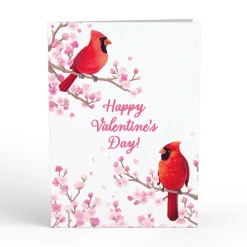Lovepop Pop-Up Bouquets|Card & Gift Bundles|Valentine’s Cherry Blossom with Cardinals Pop-Up Card & Bouquet Bundle