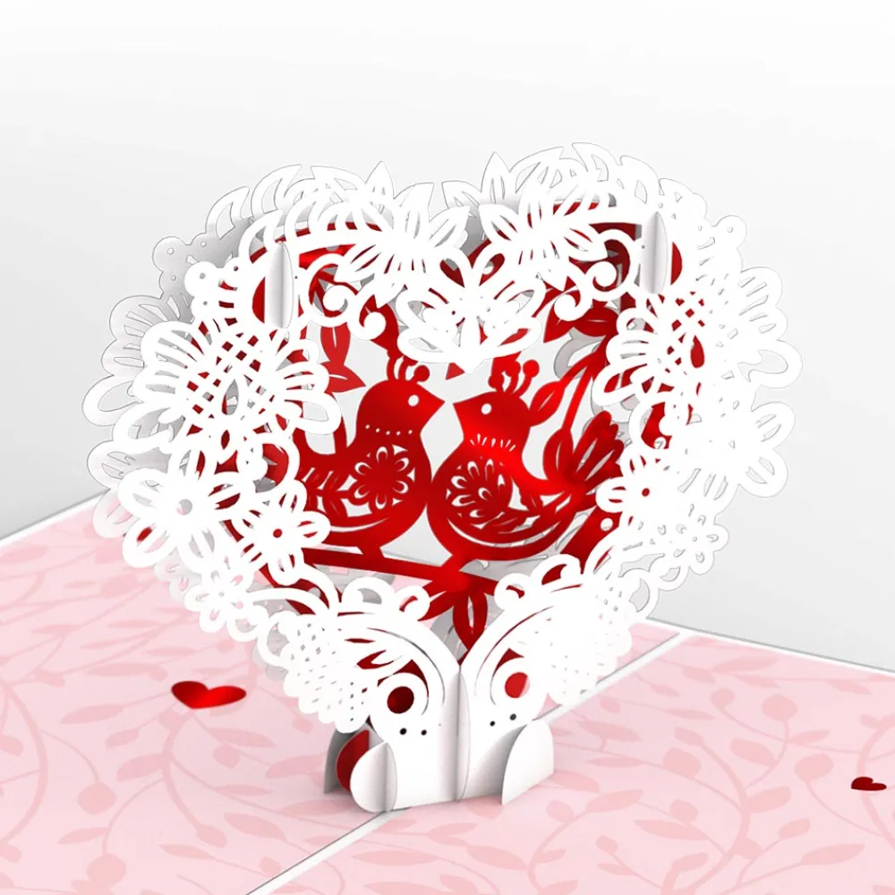 Lovepop Greeting Cards|Anniversary|Vintage Love Birds Valentine's Day Pop-Up Card