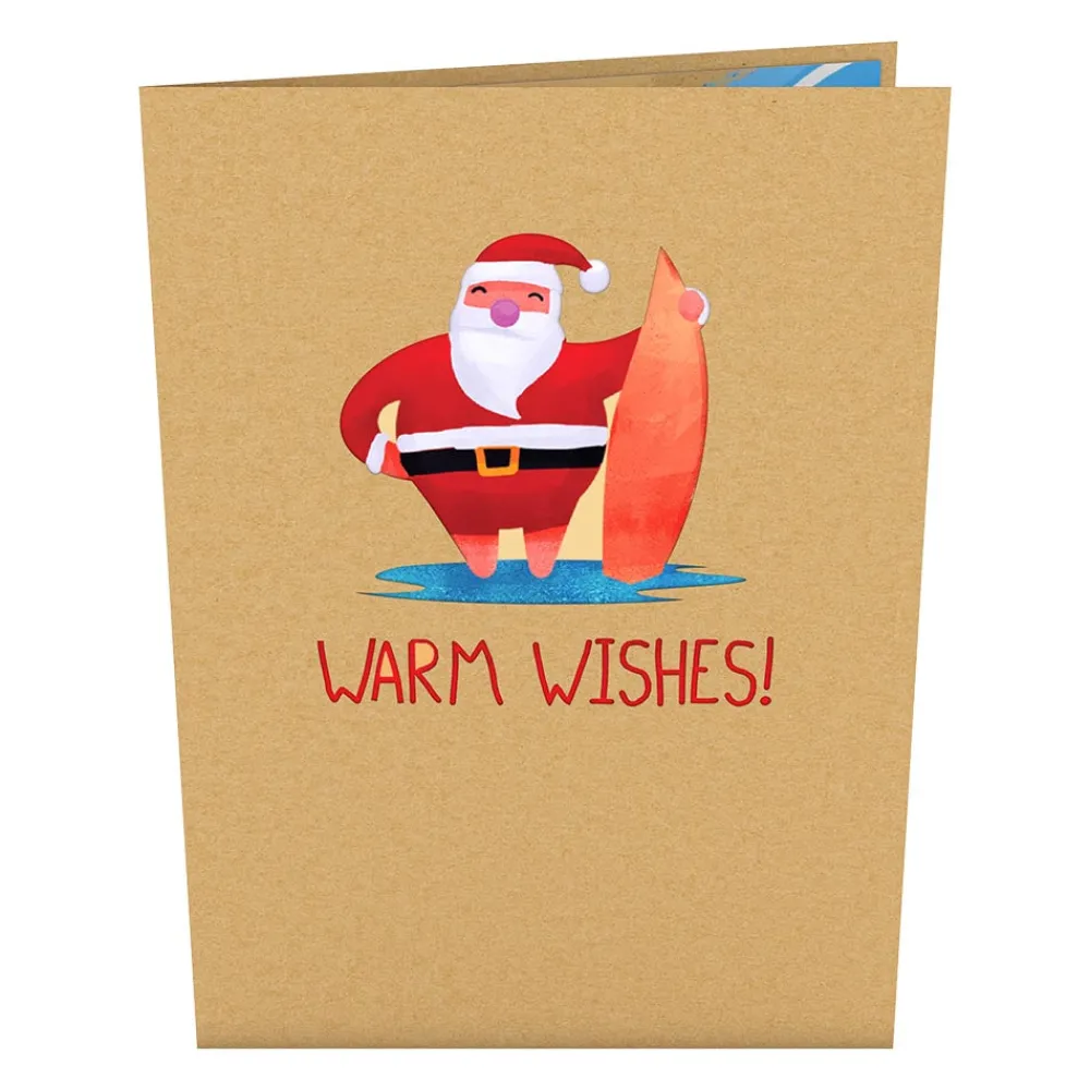 Lovepop Greeting Cards|Christmas 12/25|Warm Wishes Surfing Santa Pop-Up Card
