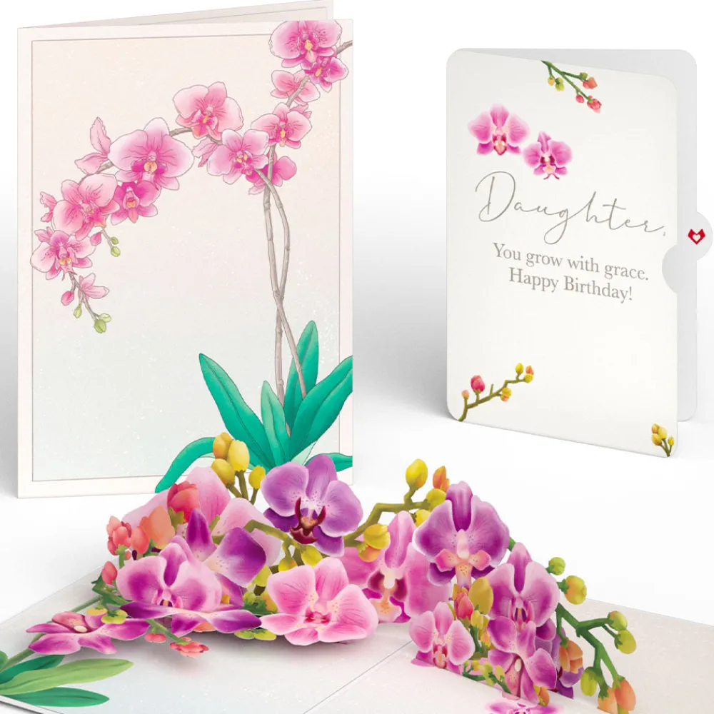 Lovepop Birthday|Watercolor Orchid Birthday Pop-Up Card and Sentiment Set for Daughter