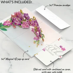 Lovepop Birthday|Watercolor Orchid 60th Birthday Pop-Up Card and Sentiment Set