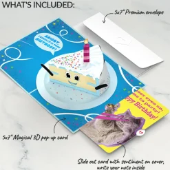 Lovepop Birthday|Whimsical Birthday Cake Slice with Cat Laser Eyes Pop-Up Card and Sentiment Set