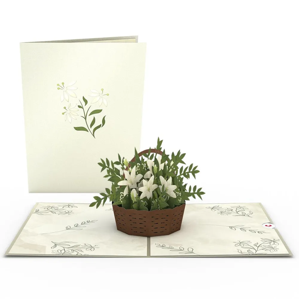 Lovepop Greeting Cards|Get Well|White Flower Basket Pop-Up Card
