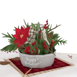 Lovepop Greeting Cards|Christmas 12/25|Winter Flower Basket Pop-Up Card