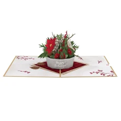 Lovepop Greeting Cards|Christmas 12/25|Winter Flower Basket Pop-Up Card