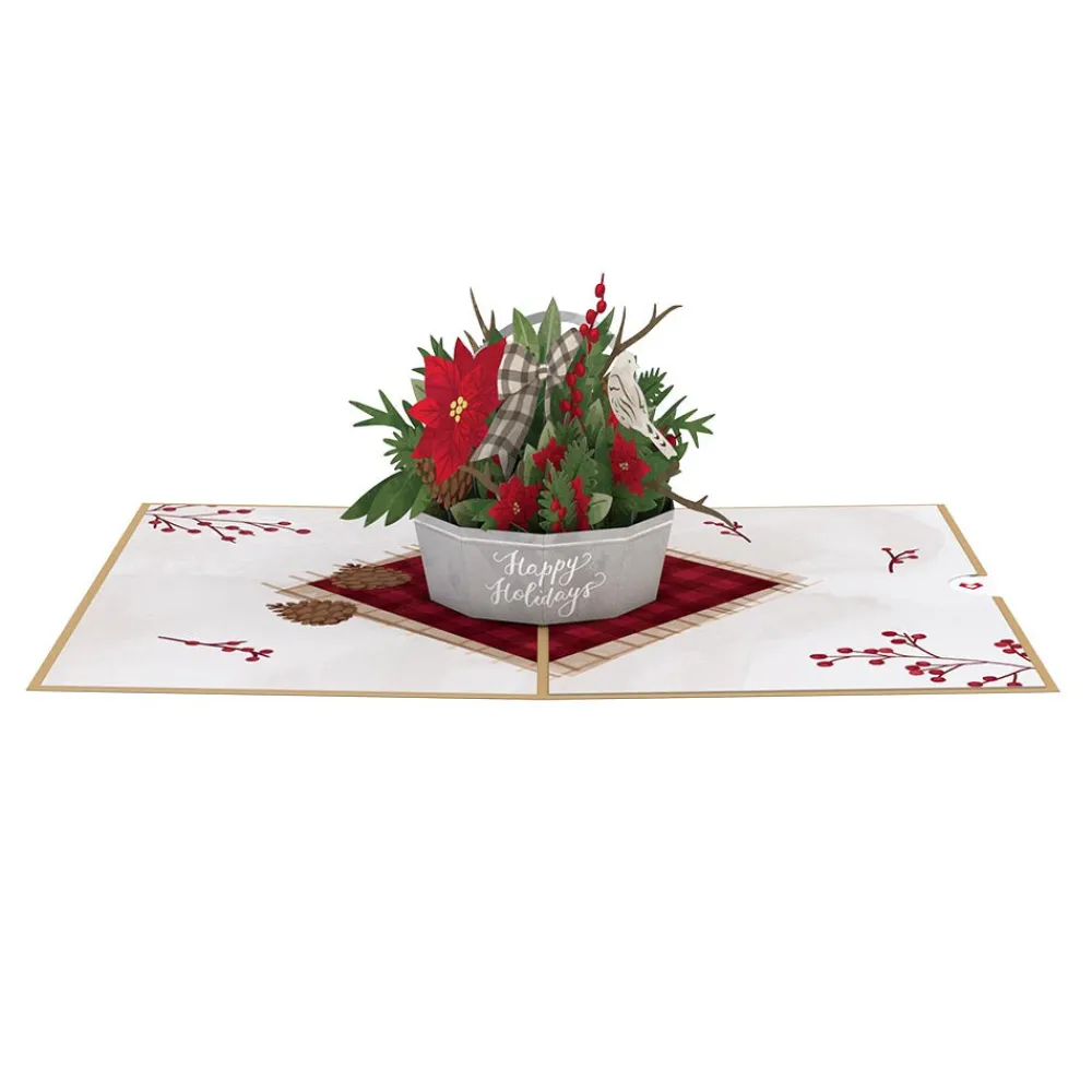 Lovepop Greeting Cards|Christmas 12/25|Winter Flower Basket Pop-Up Card
