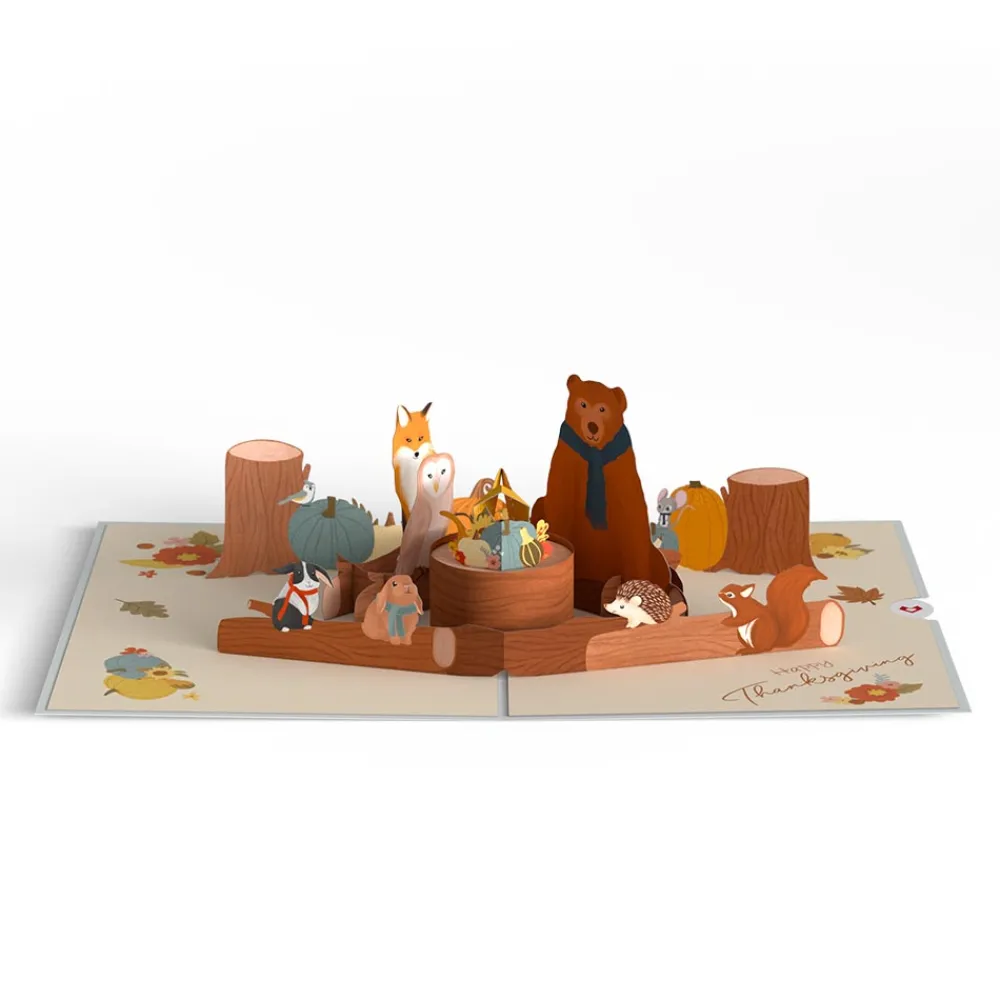 Lovepop Thanksgiving 11/27|Woodland Harvest Thanksgiving Animals Pop-Up Card